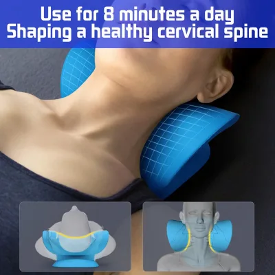 Almohada masajeadora y estiramiento cervical