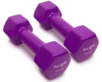 Yes4All PVC Coated Dumbbells – Cast Iron, Anti-Roll