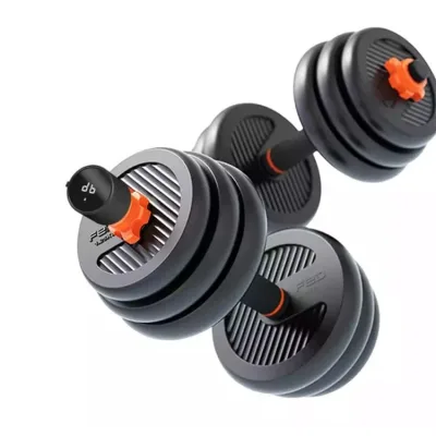 Rubberized Dumbbell & Kettlebell Set with Removable Barbell